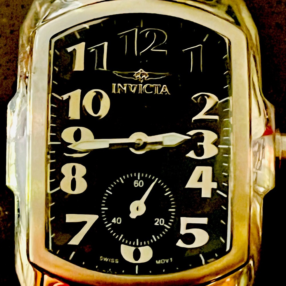 Invicta Watch Swiss movement stainless steel case leather band 100m water resist